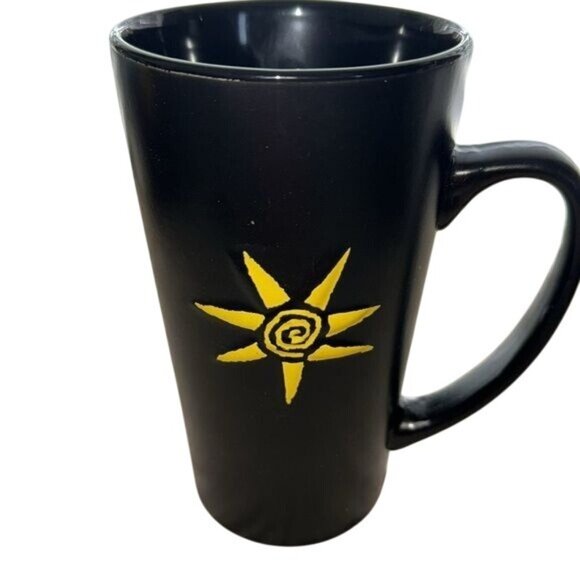 Tobin James Cellars Black Ceramic Coffee Mug With Yellow Sunburst Design - Picture 2 of 6